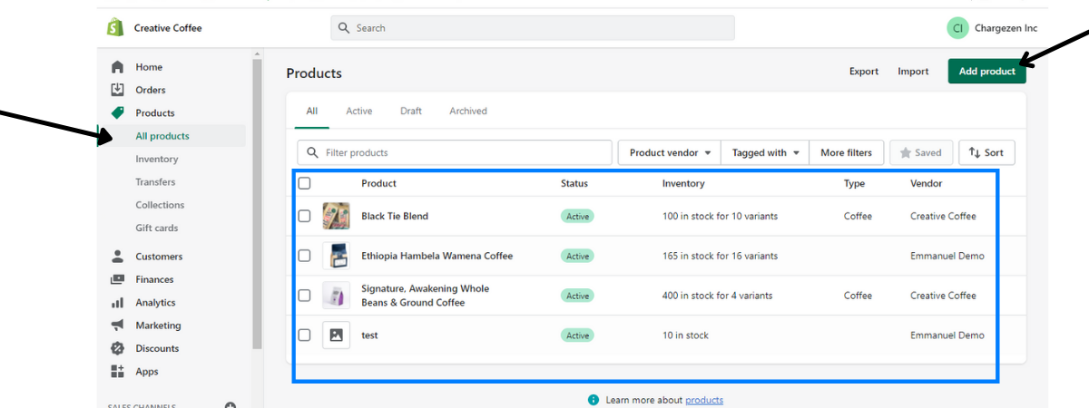 add new shopify product