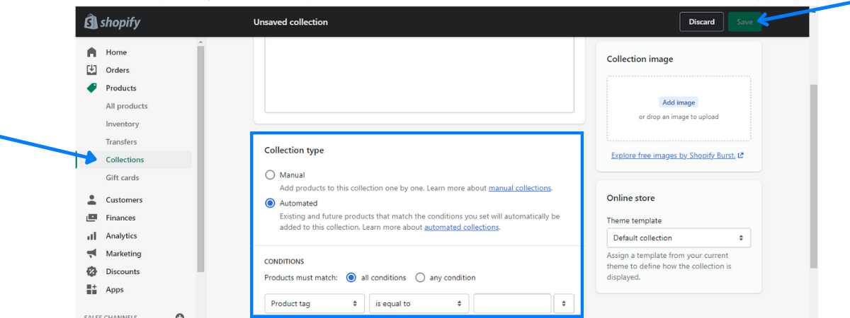 assign shopify product to a collection